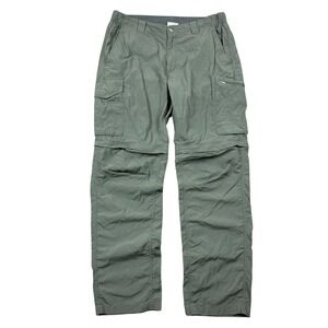 Columbia Pants Men 34x32 (32x31) Green Convertible Cargo Nylon Outdoor Hike Gorp